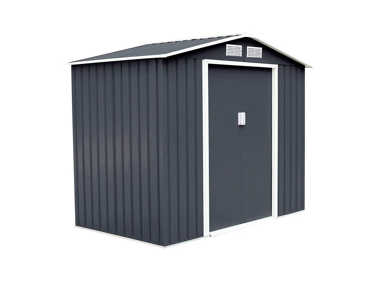 Abri de Jardin en Métal 5.3㎡ avec Cadre de Fondation, Cabane de Jardin avec Porte Coulissante-277 x 191 x 192 cmGris