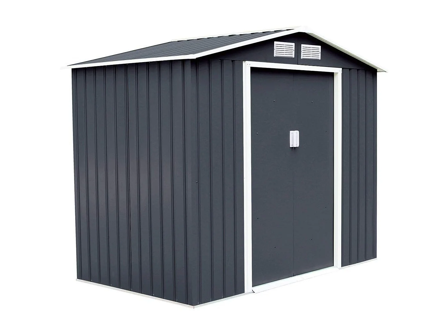 Abri de Jardin en Métal 5.3㎡ avec Cadre de Fondation, Cabane de Jardin avec Porte Coulissante-277 x 191 x 192 cmGris