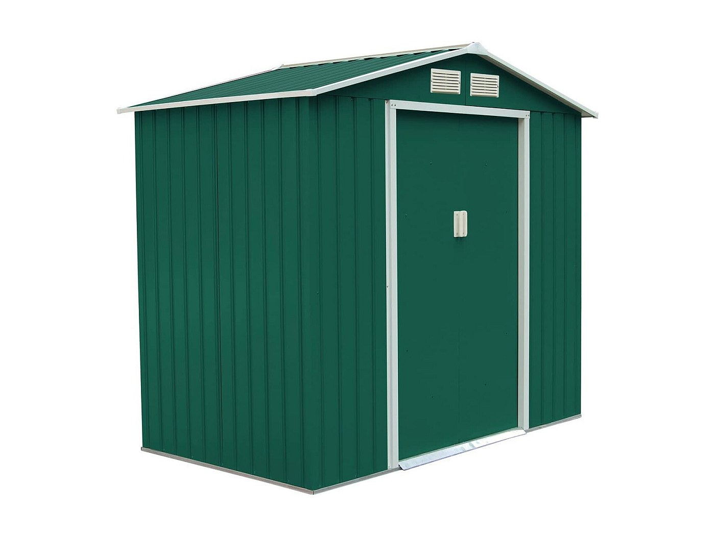 Abri De Jardin En Métal Vert Gecheer - 257x392x181 Cm - Porte Coulissante - Stockage Extérieur Robuste