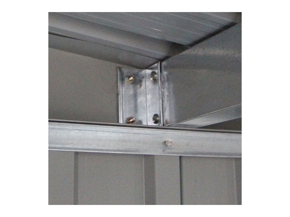 Abri de Jardin en Métal 2,769 ㎡,  Toit en Pente avec Cadre de Fondation et Porte Coulissante, Abri Jardin Exterieur en Tôle Galvanisée à 2 Fenêtres de Ventilation 213 x 130 x 173 cm, Gris