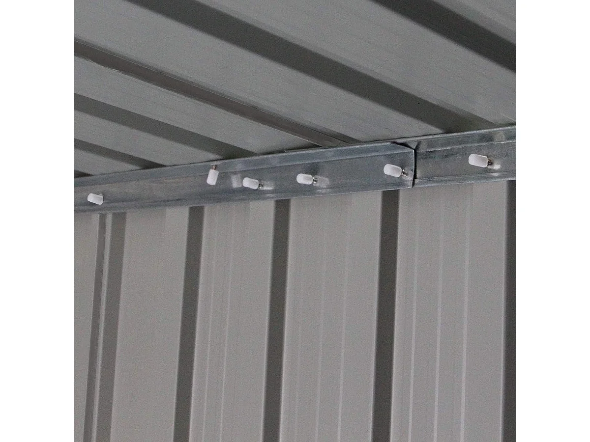 Abri de Jardin en Métal 2,769 ㎡,  Toit en Pente avec Cadre de Fondation et Porte Coulissante, Abri Jardin Exterieur en Tôle Galvanisée à 2 Fenêtres de Ventilation 213 x 130 x 173 cm, Gris