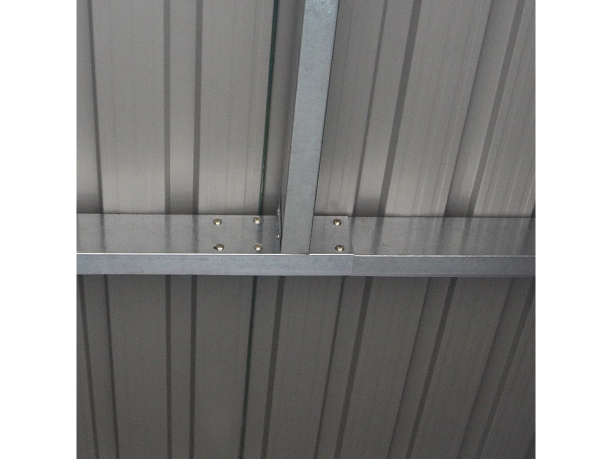 Abri de Jardin en Métal 2,769 ㎡,  Toit en Pente avec Cadre de Fondation et Porte Coulissante, Abri Jardin Exterieur en Tôle Galvanisée à 2 Fenêtres de Ventilation 213 x 130 x 173 cm, Gris