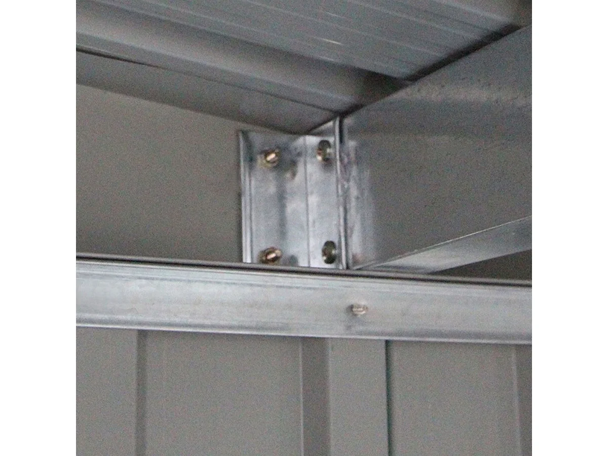 Abri de Jardin en Métal 2,769 ㎡,  Toit en Pente avec Cadre de Fondation et Porte Coulissante, Abri Jardin Exterieur en Tôle Galvanisée à 2 Fenêtres de Ventilation 213 x 130 x 173 cm, Gris