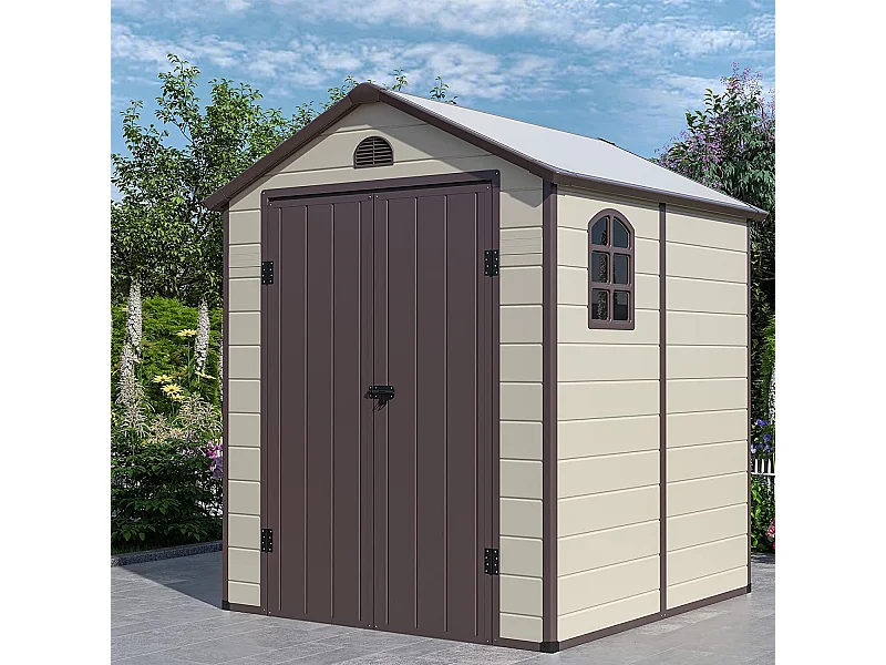 Abri de Jardin Métal 8.3m³ 192,5 x 191 x 227 cm avec 2 Porte à Charnières Aérations,2 Fenêtres