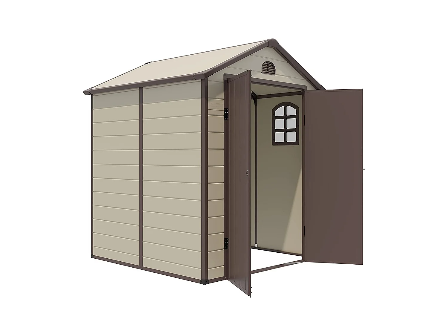 Abri de Jardin Métal 8.3m³ 192,5 x 191 x 227 cm avec 2 Porte à Charnières Aérations,2 Fenêtres