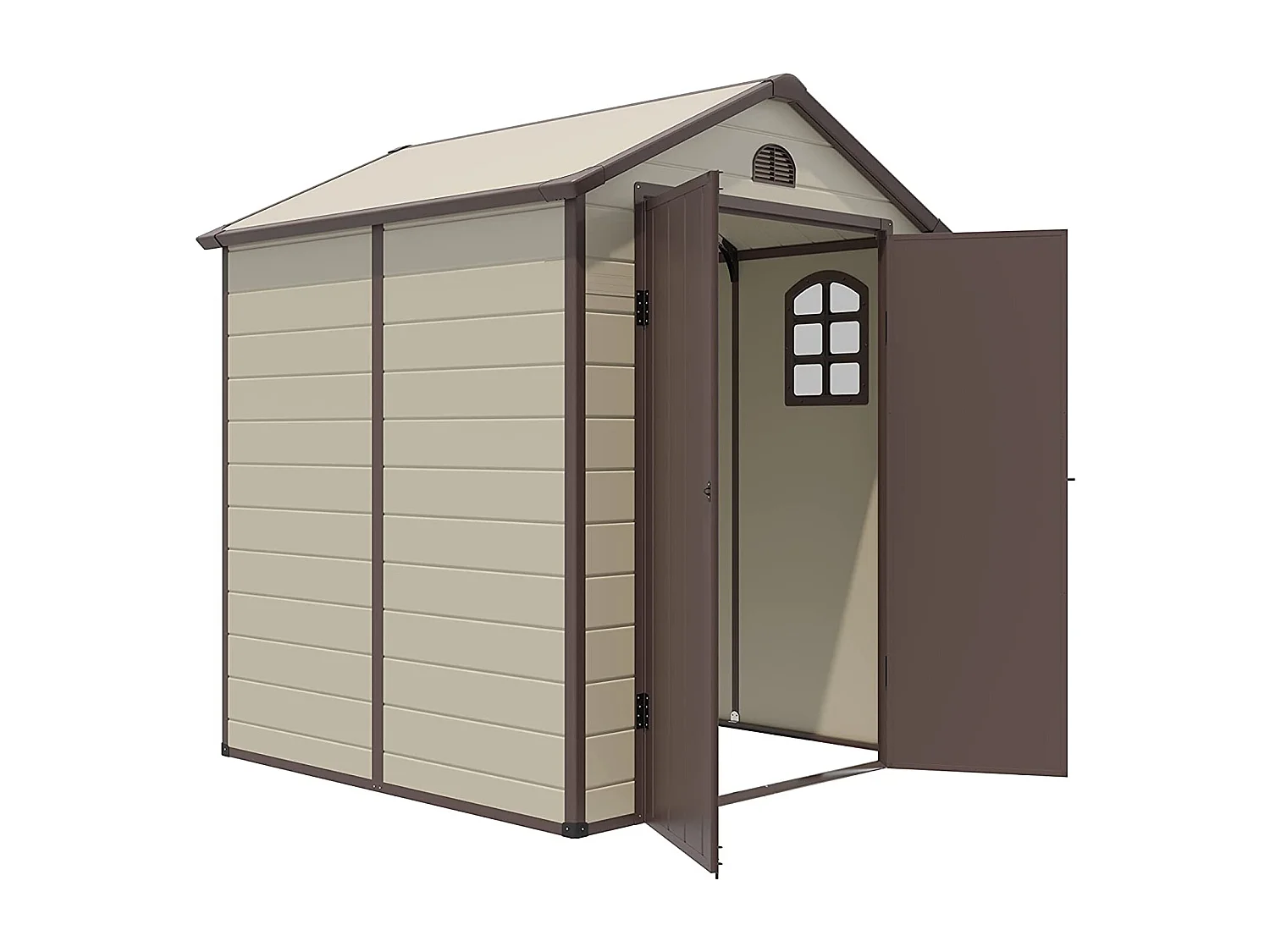 Abri de Jardin Métal 8.3m³ 192,5 x 191 x 227 cm avec 2 Porte à Charnières Aérations,2 Fenêtres