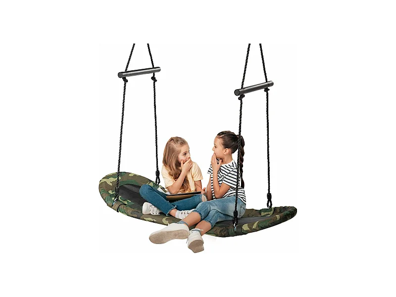 Balançoire Arbre Réglable en Hauteur 100-160CM Structure en Métal avec Poignées pour l'Intérieur et l'Extérieur Camouflage