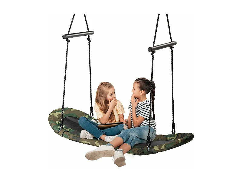 Balançoire Arbre Réglable en Hauteur 100-160CM Structure en Métal avec Poignées pour l'Intérieur et l'Extérieur Camouflage