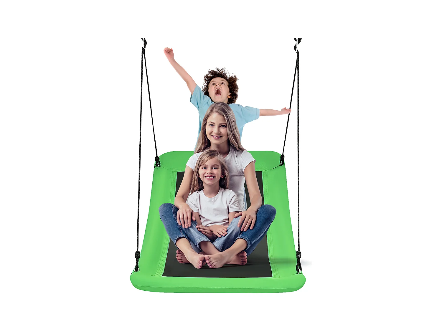 Balançoire Nid d'Oiseau Extérieur Rectangulaire 83 x 155 cm en Tissu et velours Oxford avec Cordes de Réglables Charge Max 120KG Vert