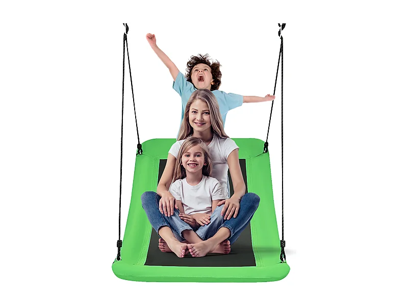 Balançoire Nid d'Oiseau Extérieur Rectangulaire 83 x 155 cm en Tissu et velours Oxford avec Cordes de Réglables Charge Max 120KG Vert