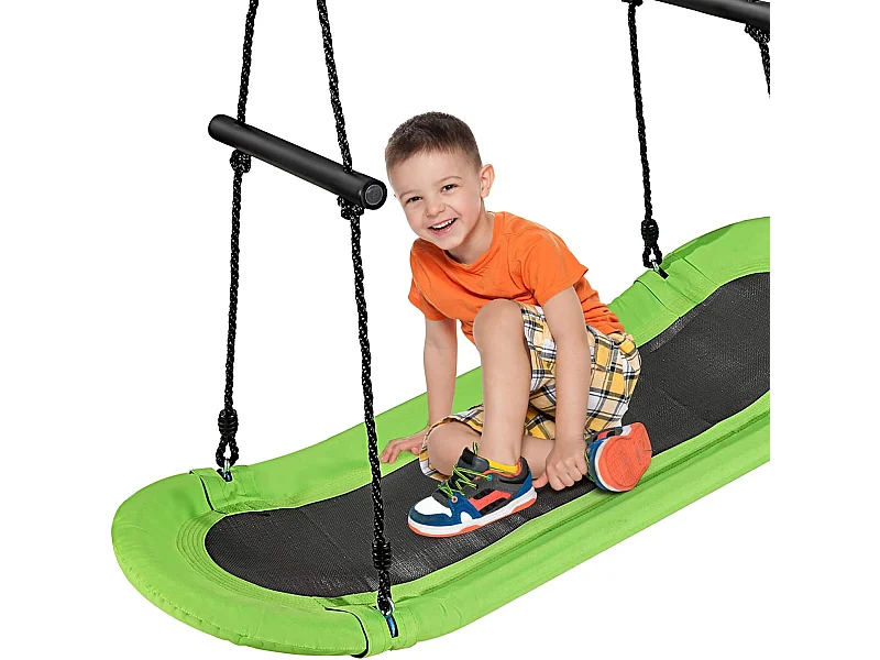 Balançoire Arbre Réglable en Hauteur 100-160CM Structure en Métal avec Poignées pour l'Intérieur et l'Extérieur Vert