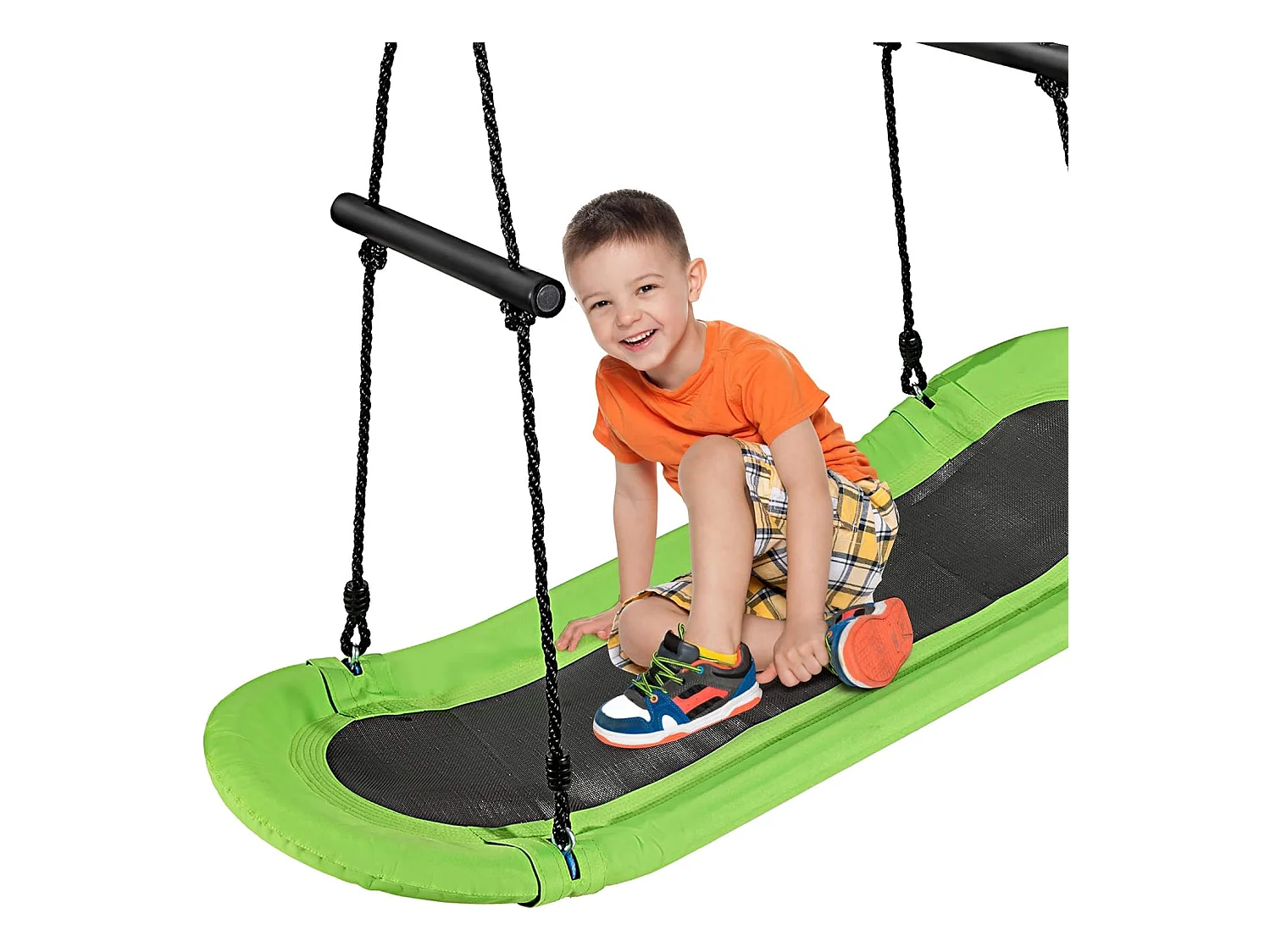 Balançoire Arbre Réglable en Hauteur 100-160CM Structure en Métal avec Poignées pour l'Intérieur et l'Extérieur Vert