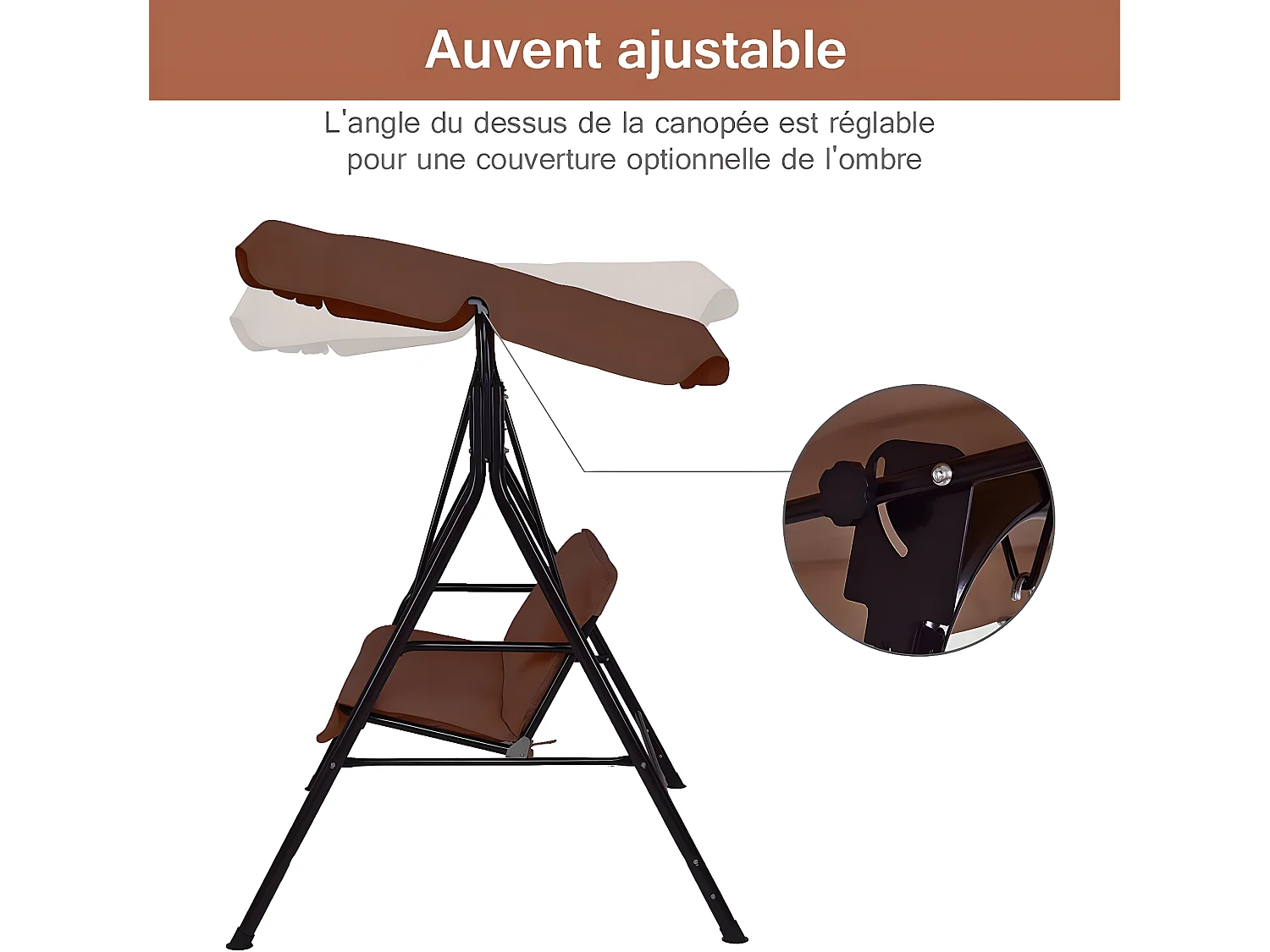 Balancelle de Jardin pour 2 Personnes sur Pied Résistant à L’UV avec Toit Imperméabilisant Idéal pour Jardin