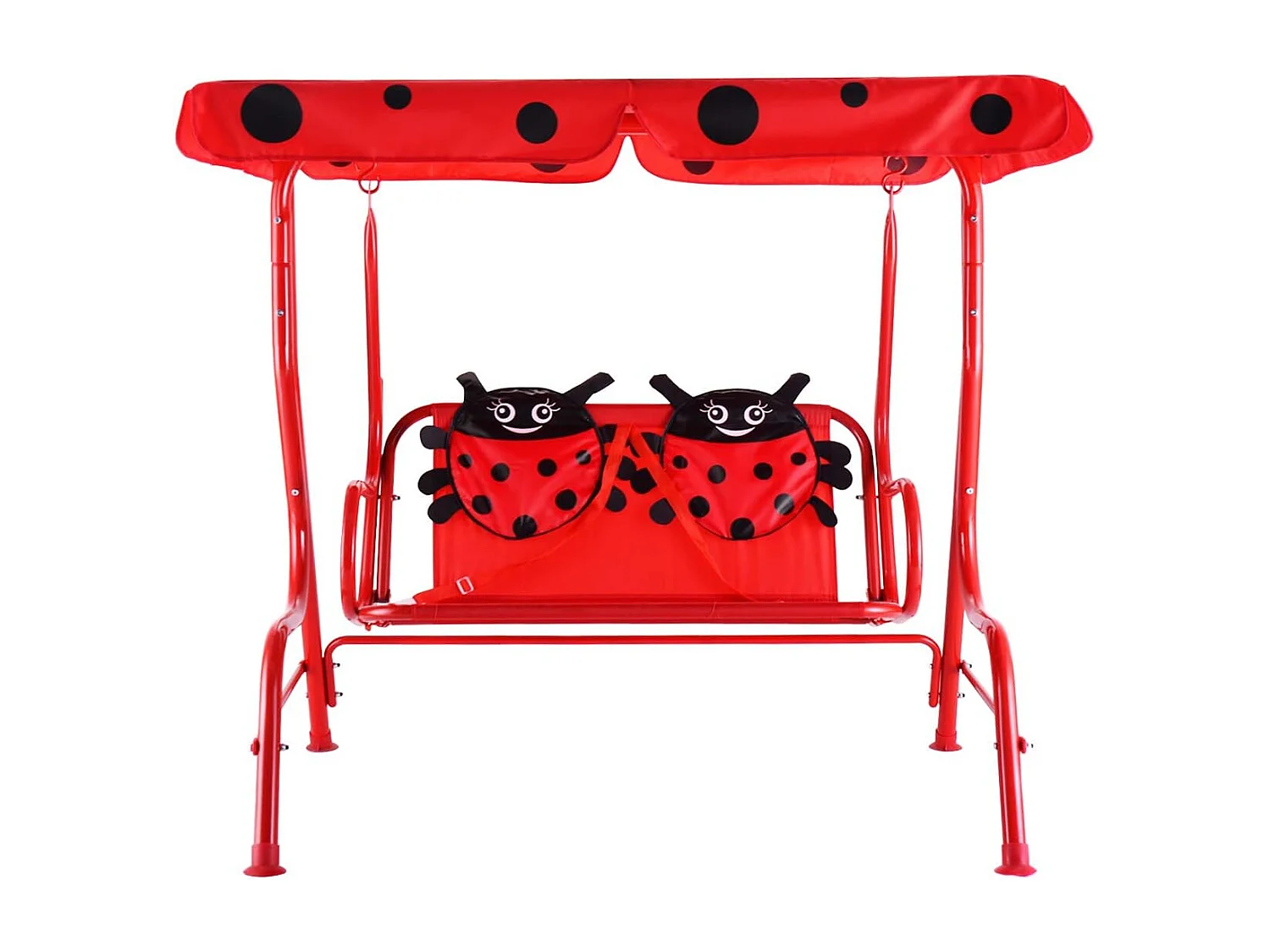 Balancelle de Jardin pour Enfants 2 Places,Toit Anti-UV Balançoire Jardin pour Enfants Chaise Bascule pour Enfants （Rouge）