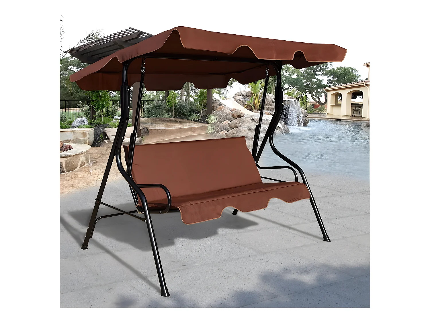 Balancelle de Jardin sur Pied pour 3 Personnes avec Toit Imperméabilisant Idéal pour Jardin Terrasse Café