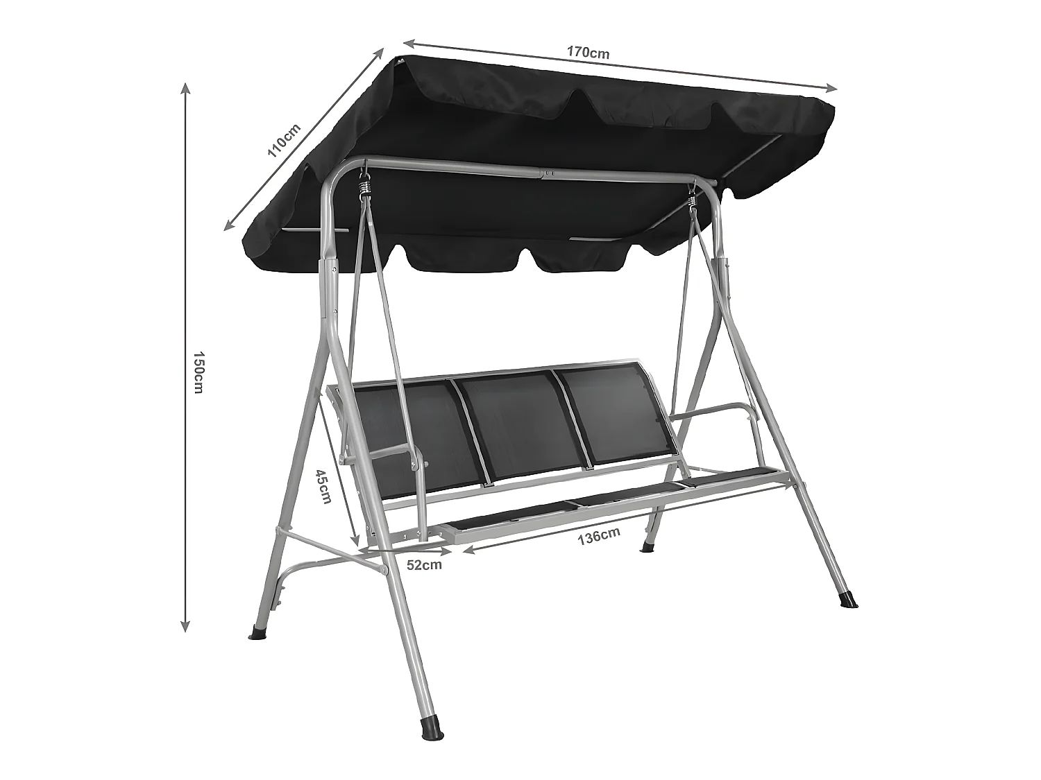 Chaise longue Balancelle jardin balançoire banc jardin balançoire à bascule banc 3 places