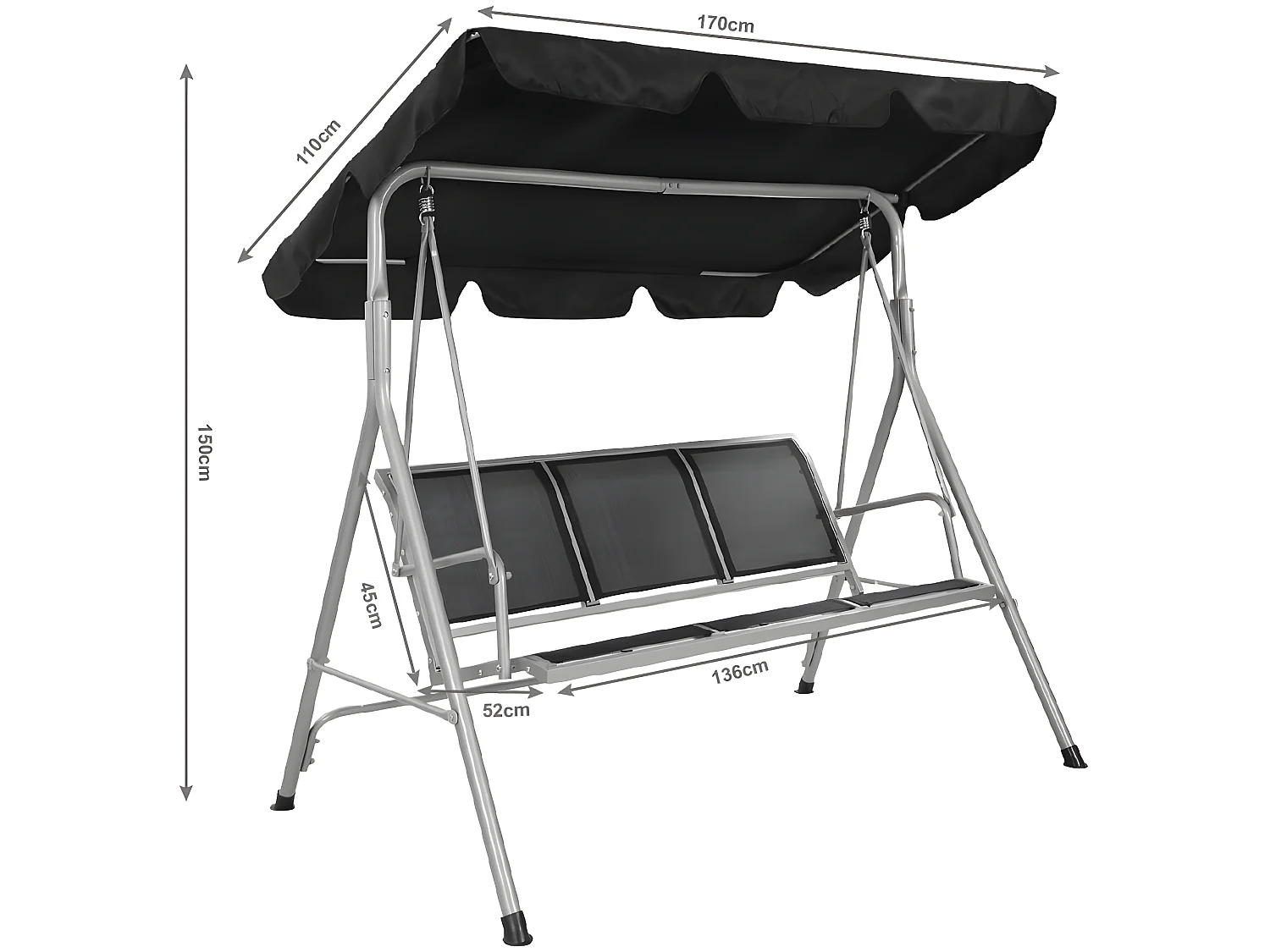 Chaise longue Balancelle jardin balançoire banc jardin balançoire à bascule banc 3 places