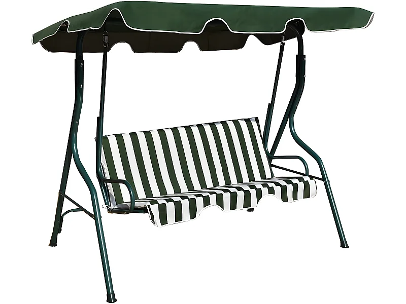 Balancelle de Jardin sur Pied pour 3 Personnes avec Toit Imperméabilisant Idéal pour Jardin Terrasse Vert
