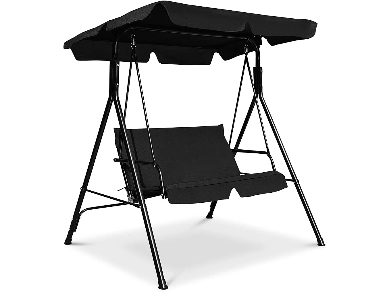 Balancelle de Jardin sur Pied pour 2 Personnes Résistant à L’UV avec Toit Imperméabilisant Idéal pour Jardin Noir