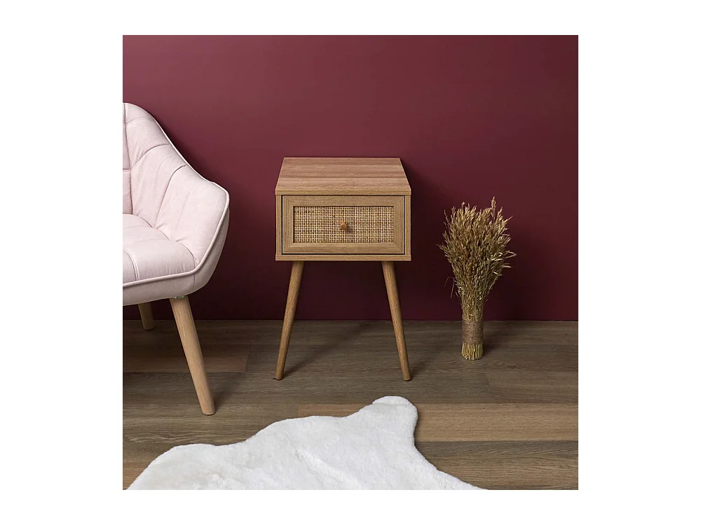 Table de Chevet 1 Tiroir "Bali" 55cm Naturel