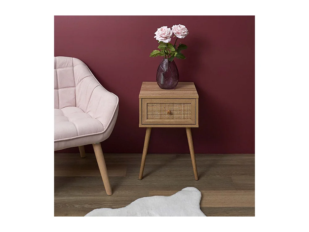 Table de Chevet 1 Tiroir "Bali" 55cm Naturel