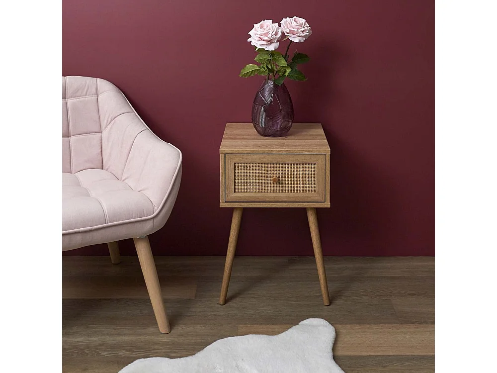 Table de Chevet 1 Tiroir "Bali" 55cm Naturel