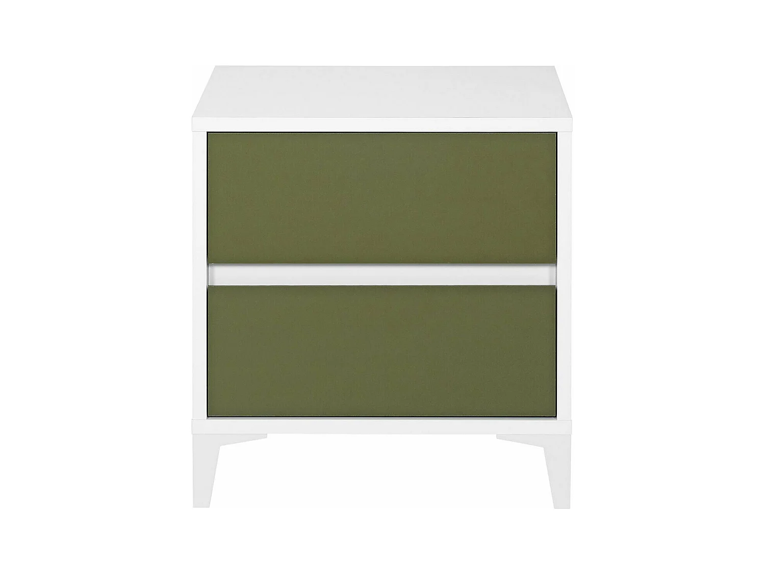 Chevet 2 tiroirs  panneaux de fibres blanc et vert KIMA