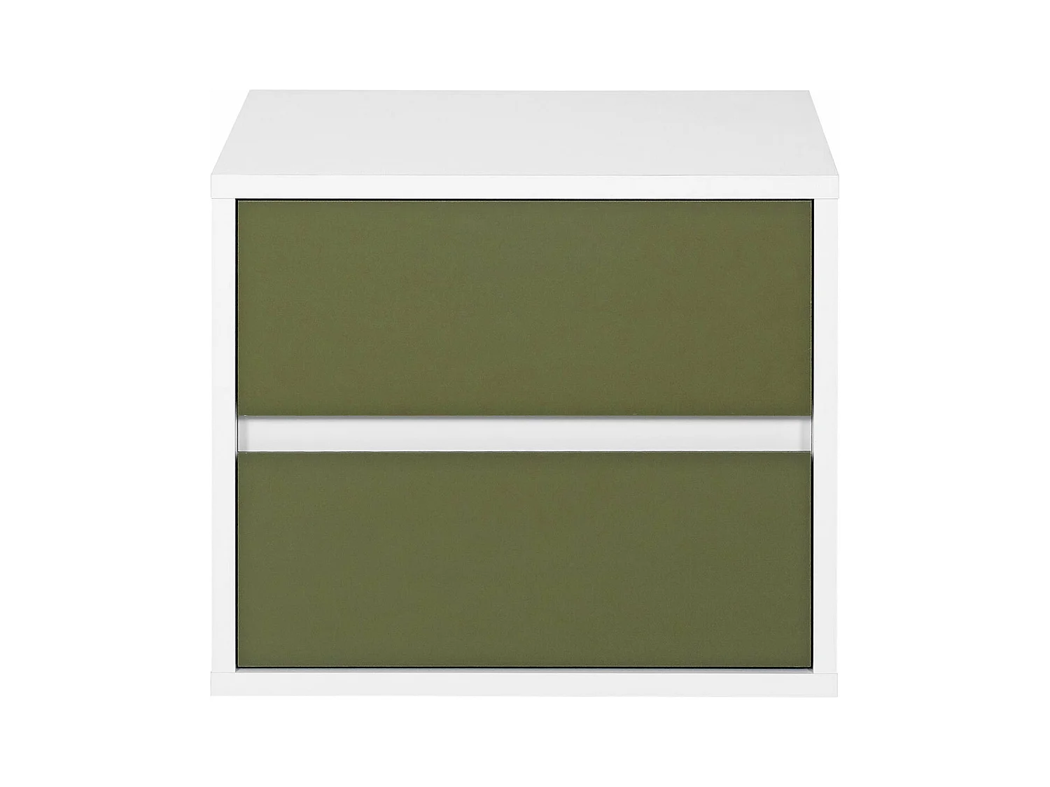 Chevet 2 tiroirs  panneaux de fibres blanc et vert KIMA