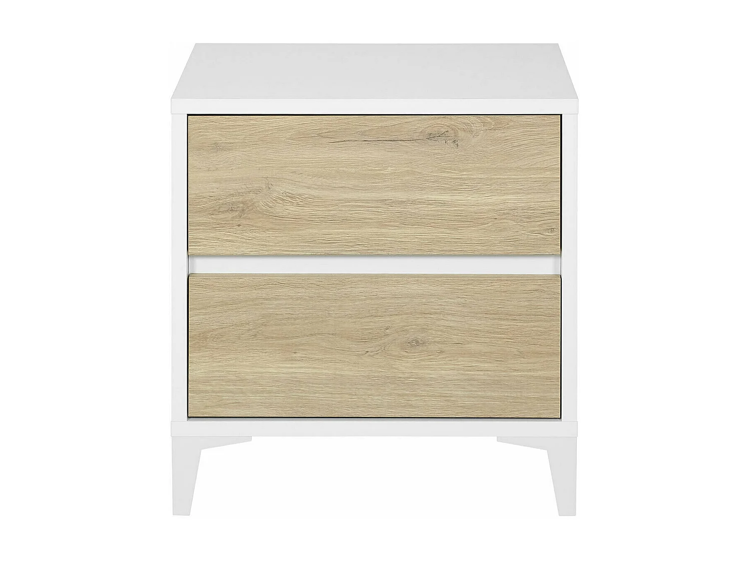 Chevet 2 tiroirs  panneaux de fibres blanc et chêne KIMA