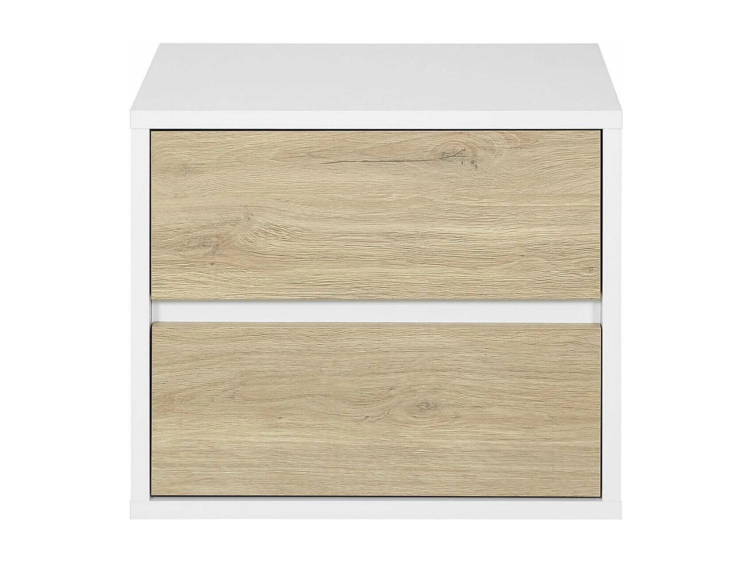 Chevet 2 tiroirs  panneaux de fibres blanc et chêne KIMA