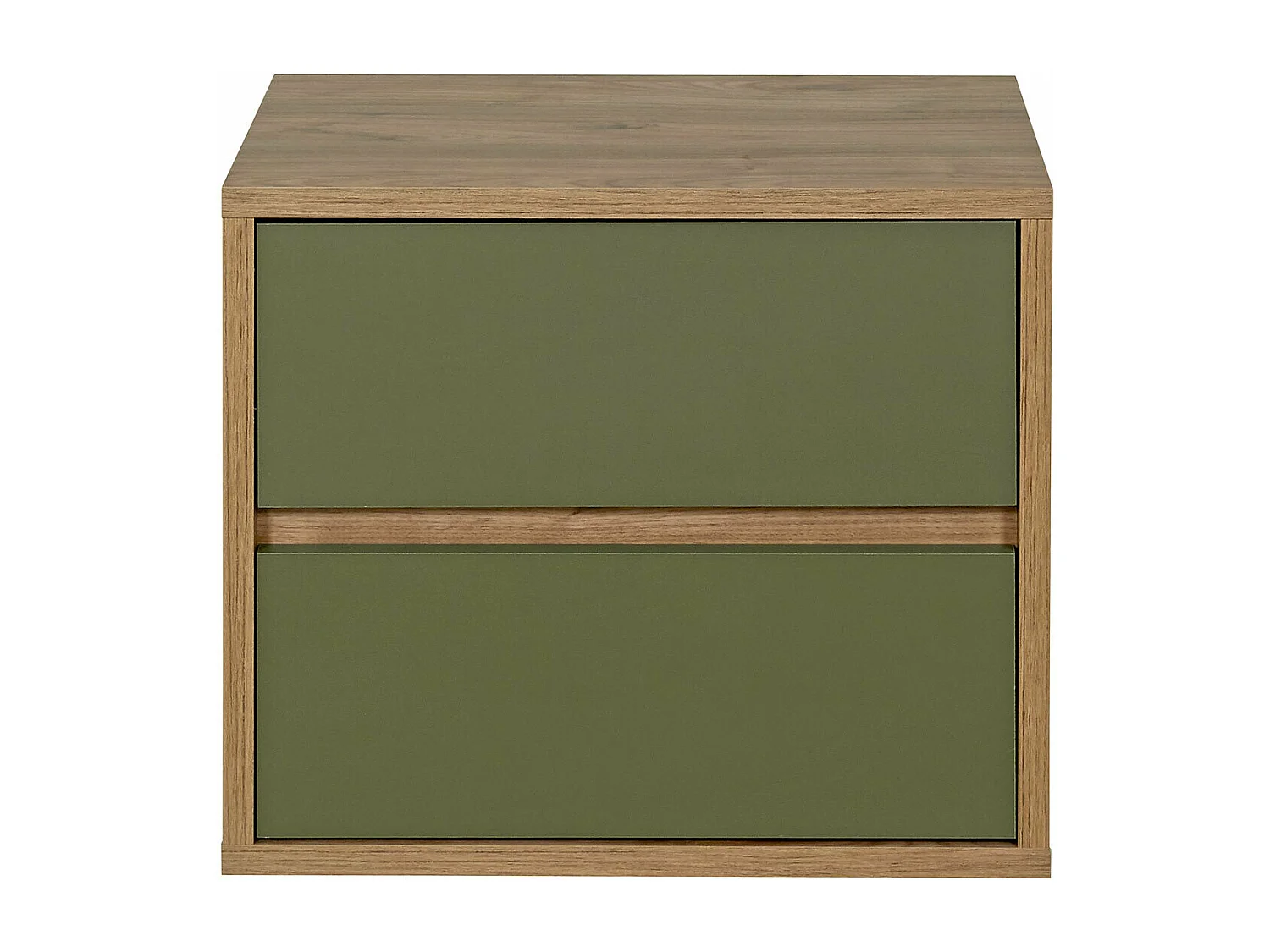 Chevet 2 tiroirs  panneaux de fibres noyer et vert KIMA