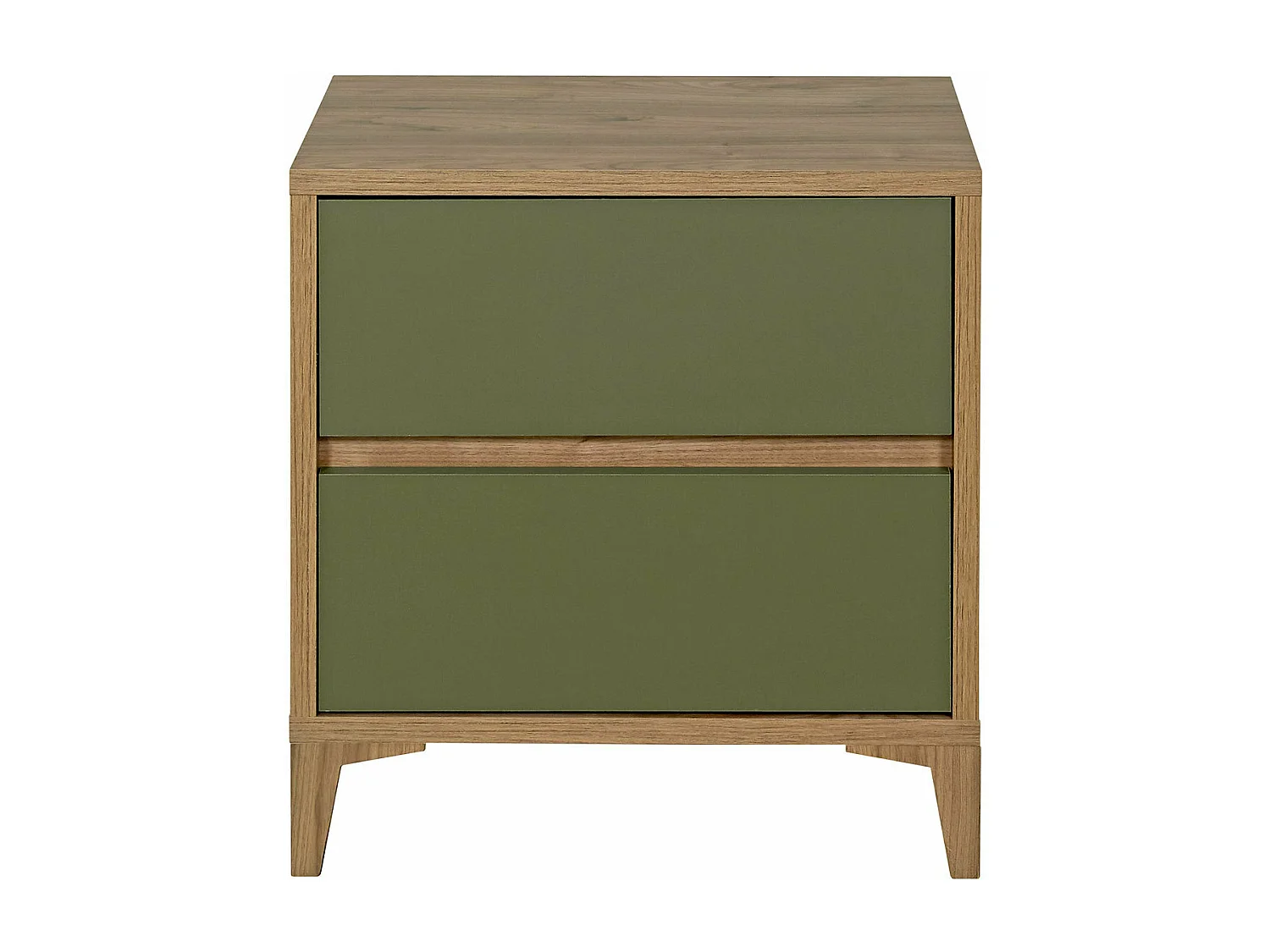 Chevet 2 tiroirs  panneaux de fibres noyer et vert KIMA