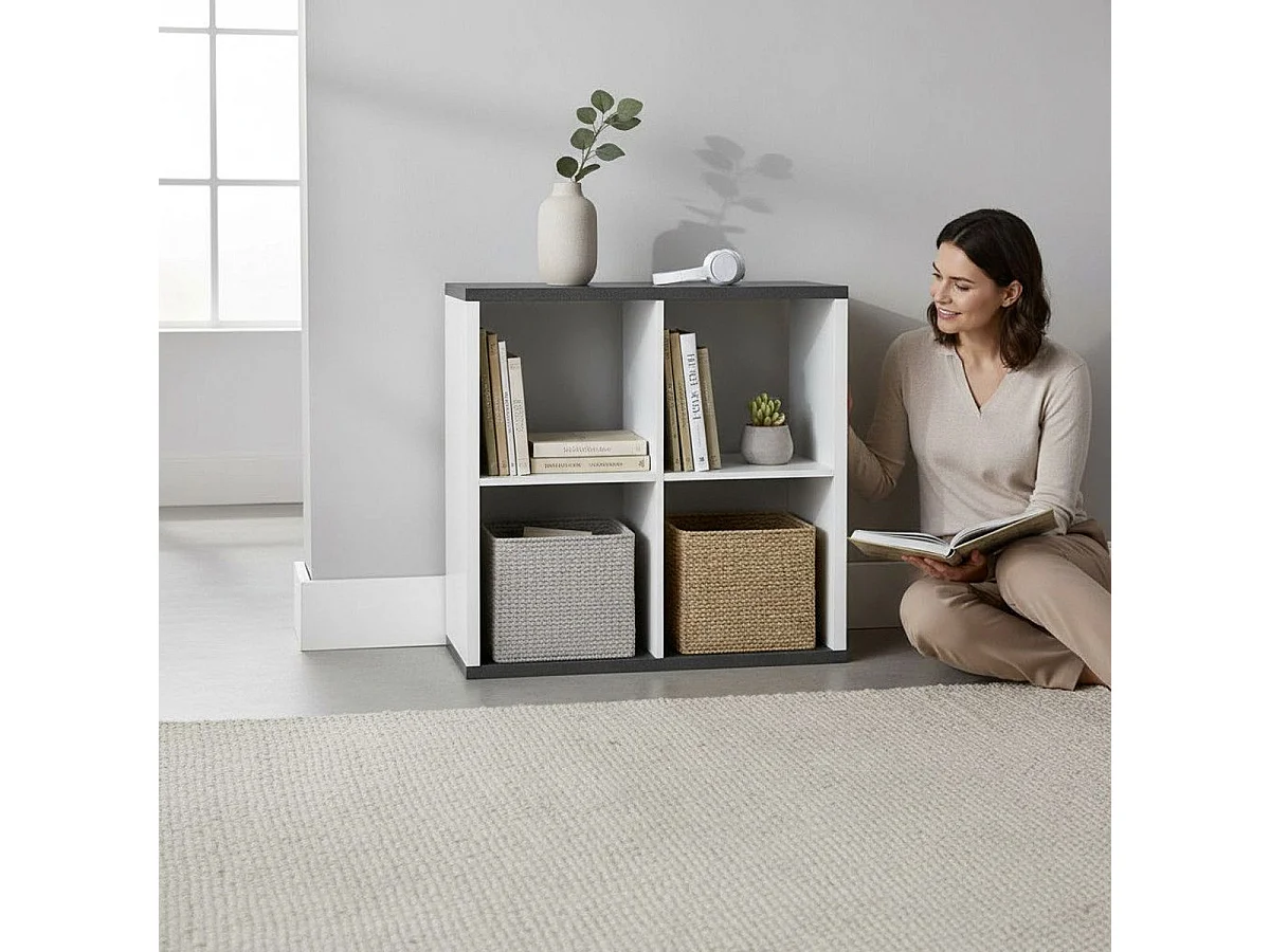 Étagère Design 4 Cases "Granit" 86cm Blanc