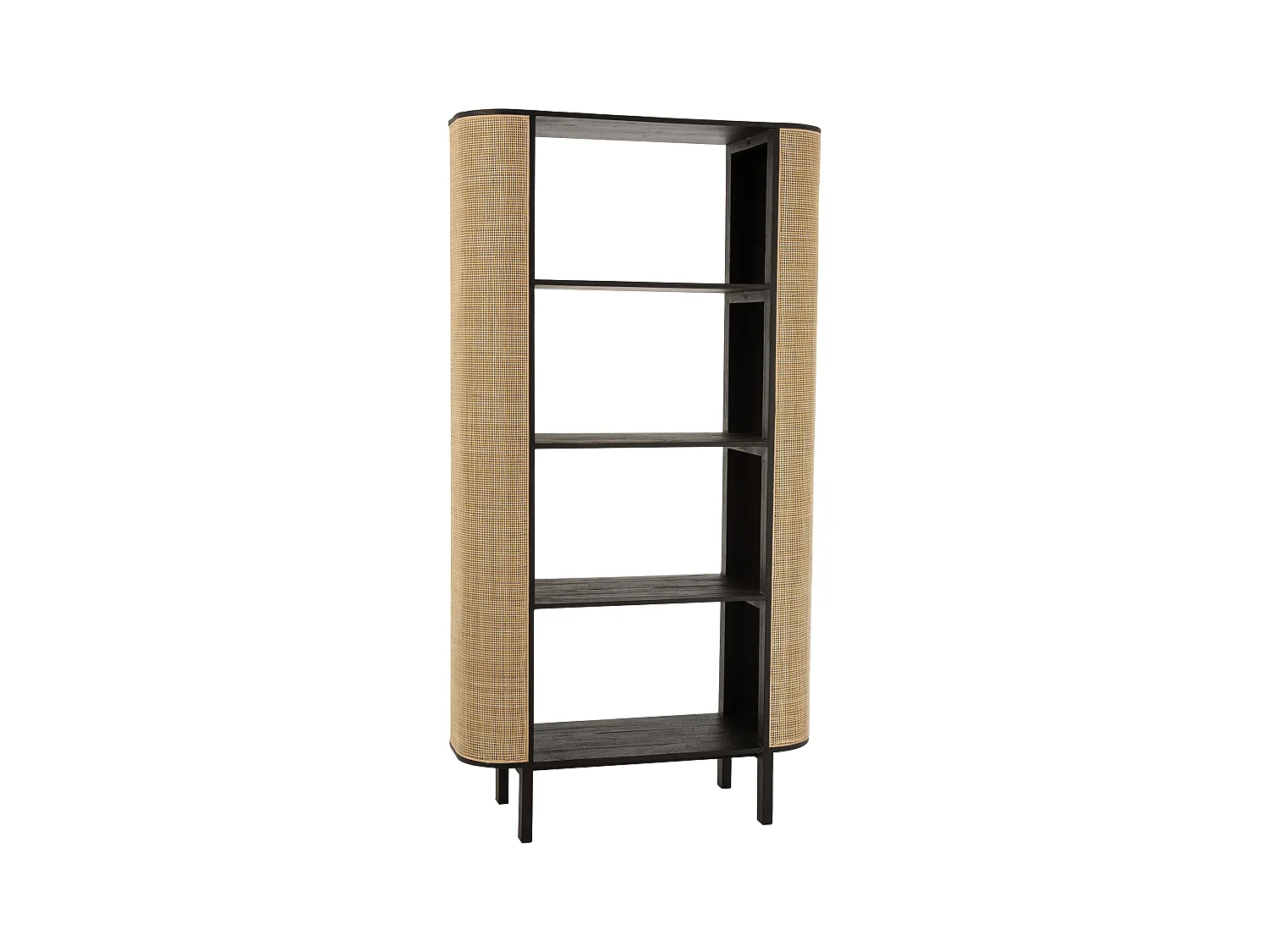 Étagère Design en Rotin "Molly" 190cm Noir & Beige