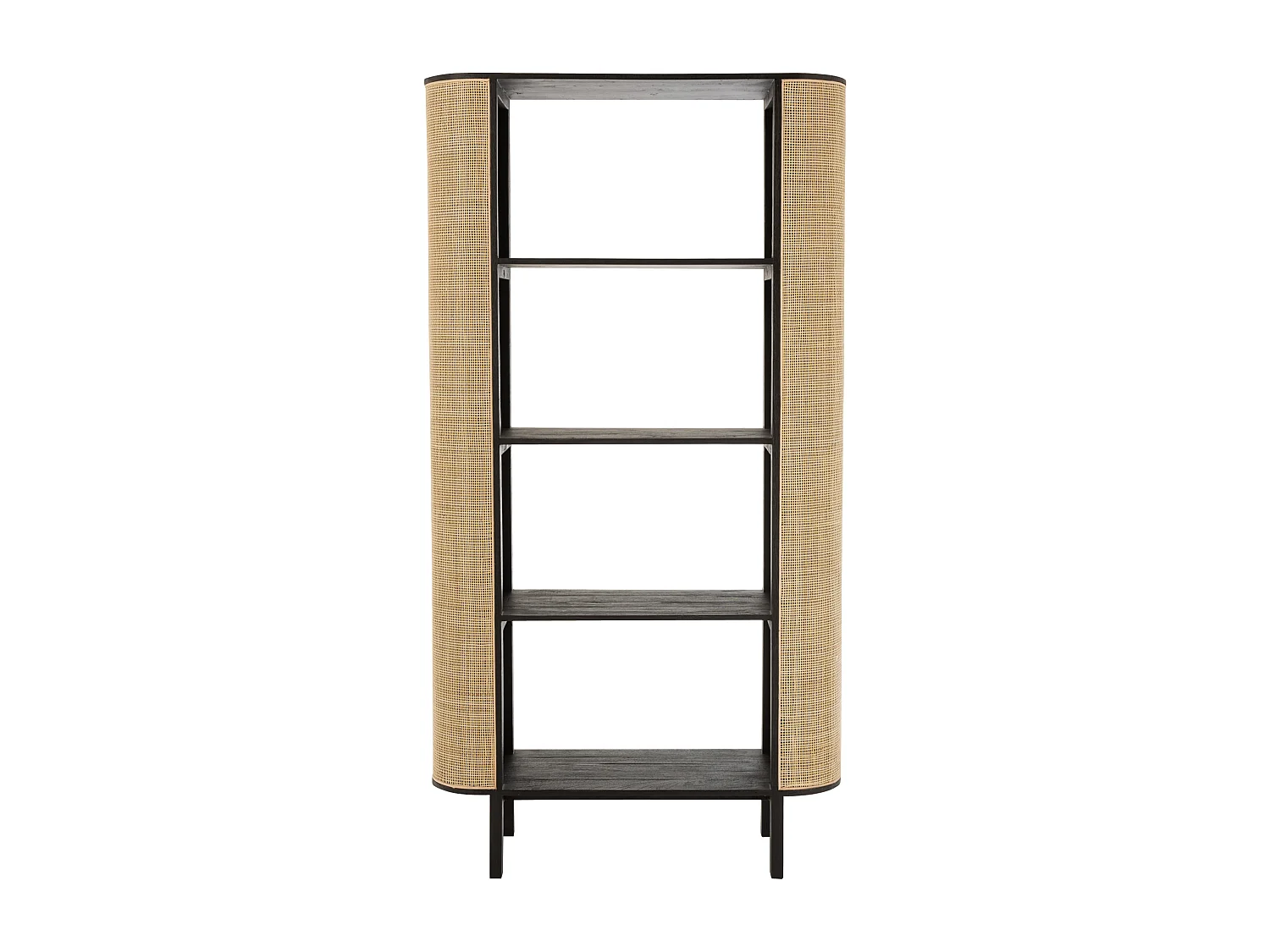 Étagère Design en Rotin "Molly" 190cm Noir & Beige