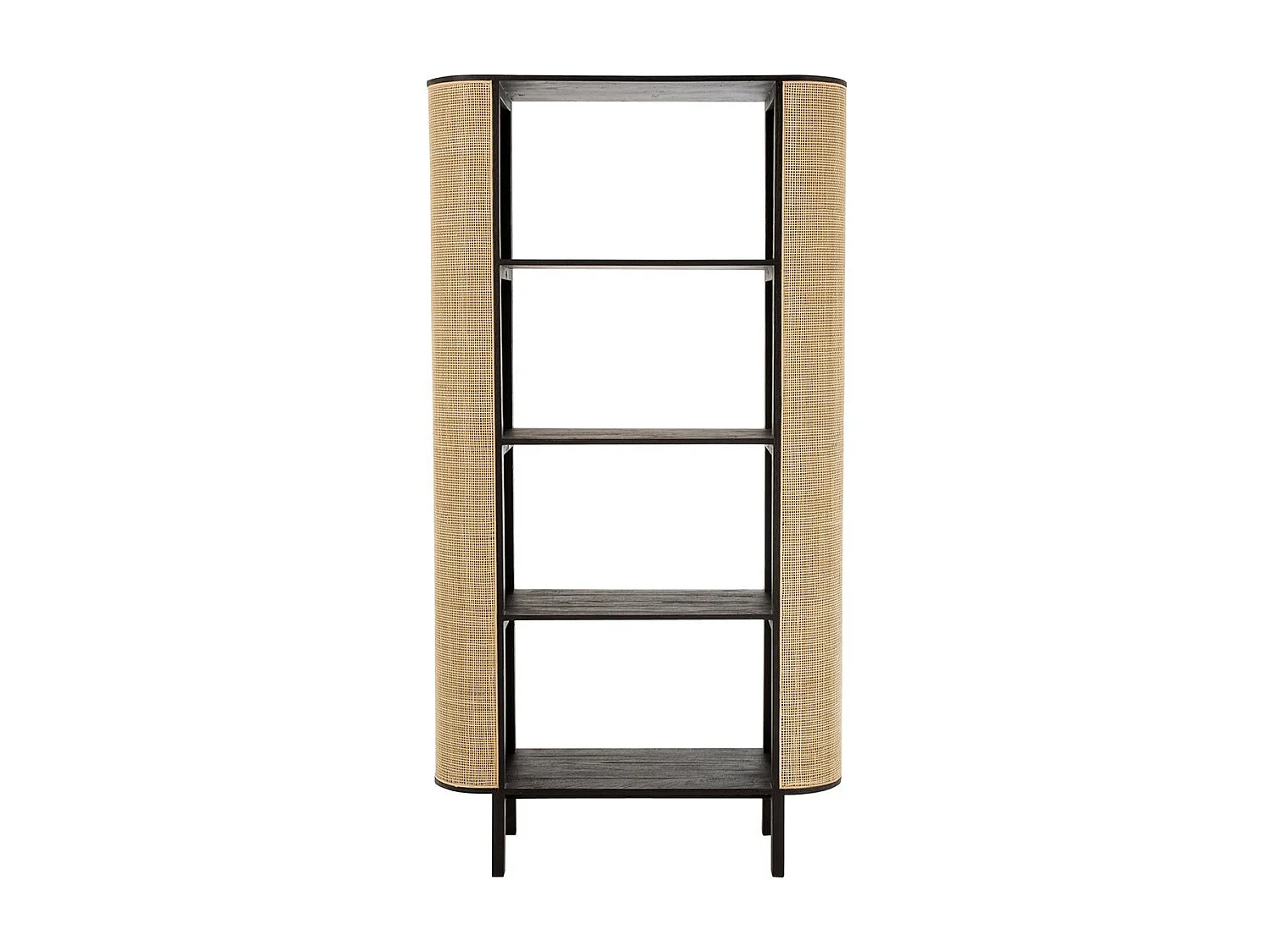 Étagère Design en Rotin "Molly" 190cm Noir & Beige