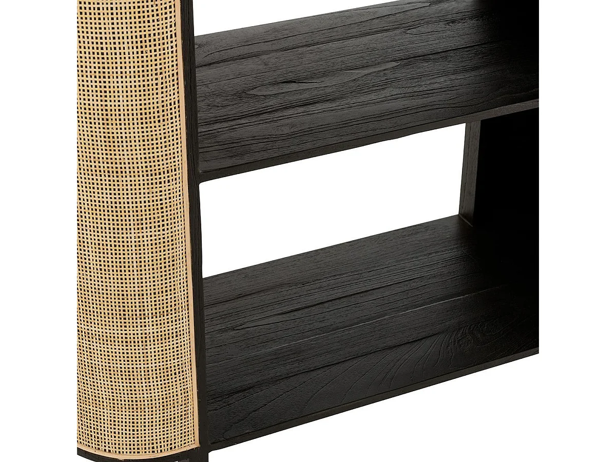 Étagère Design en Rotin "Molly" 190cm Noir & Beige