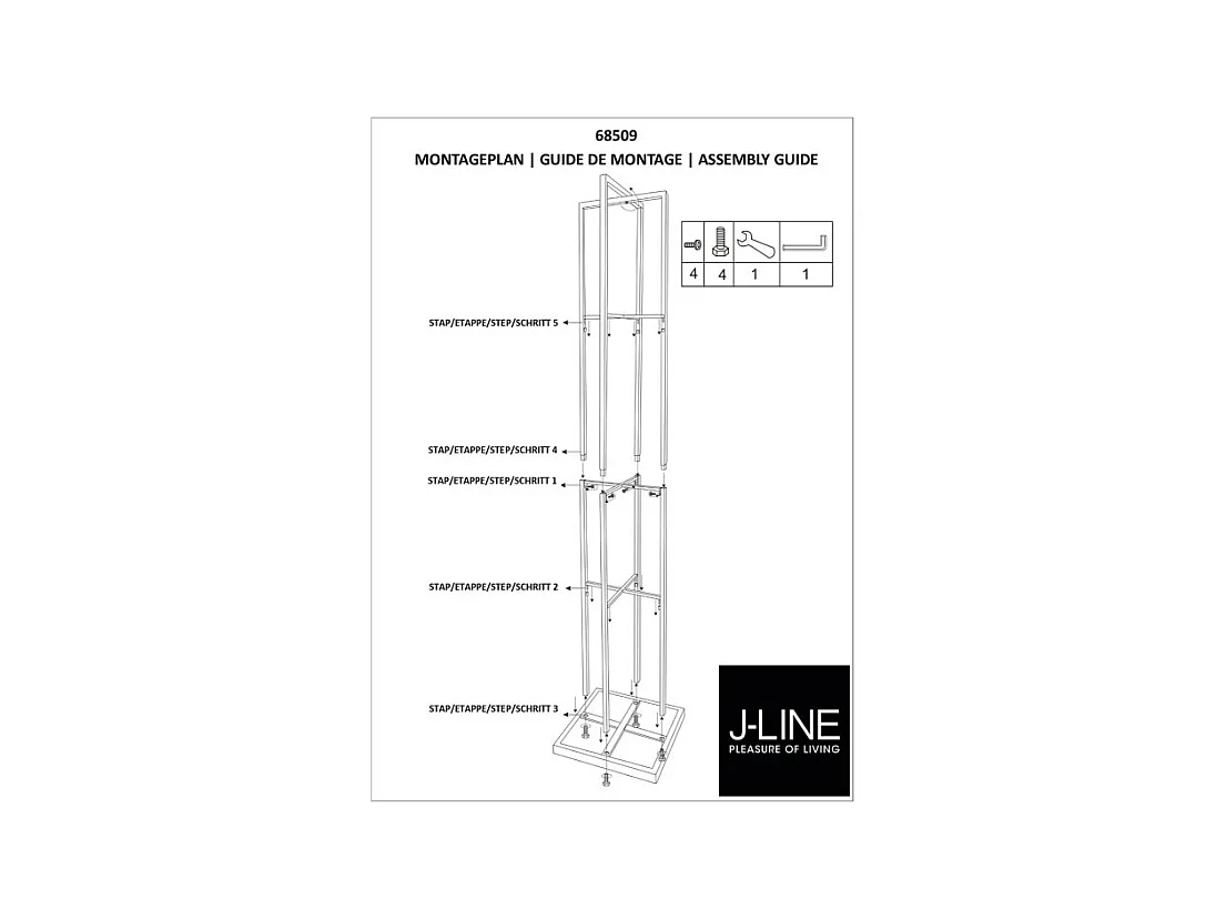 Etagère 4 Niveaux en Métal "Coussins" 211cm Noir