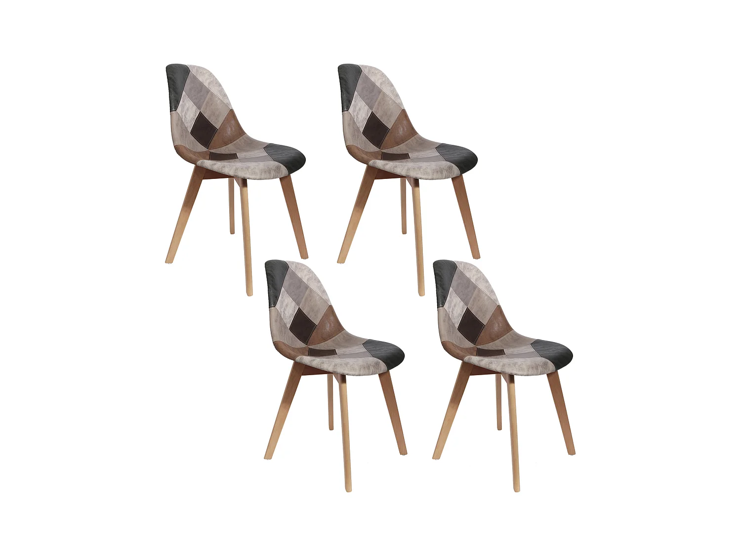 Chaise Patchwork Pu - Lot De 4 Multicolore