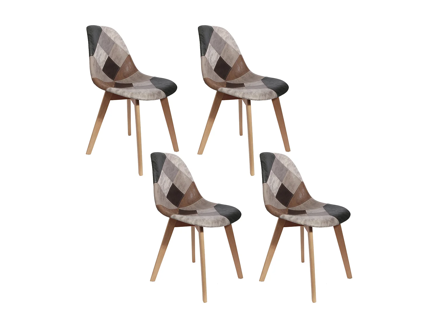 Chaise Patchwork Pu - Lot De 4 Multicolore