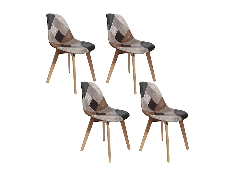 Chaise Patchwork Pu - Lot De 4 Multicolore