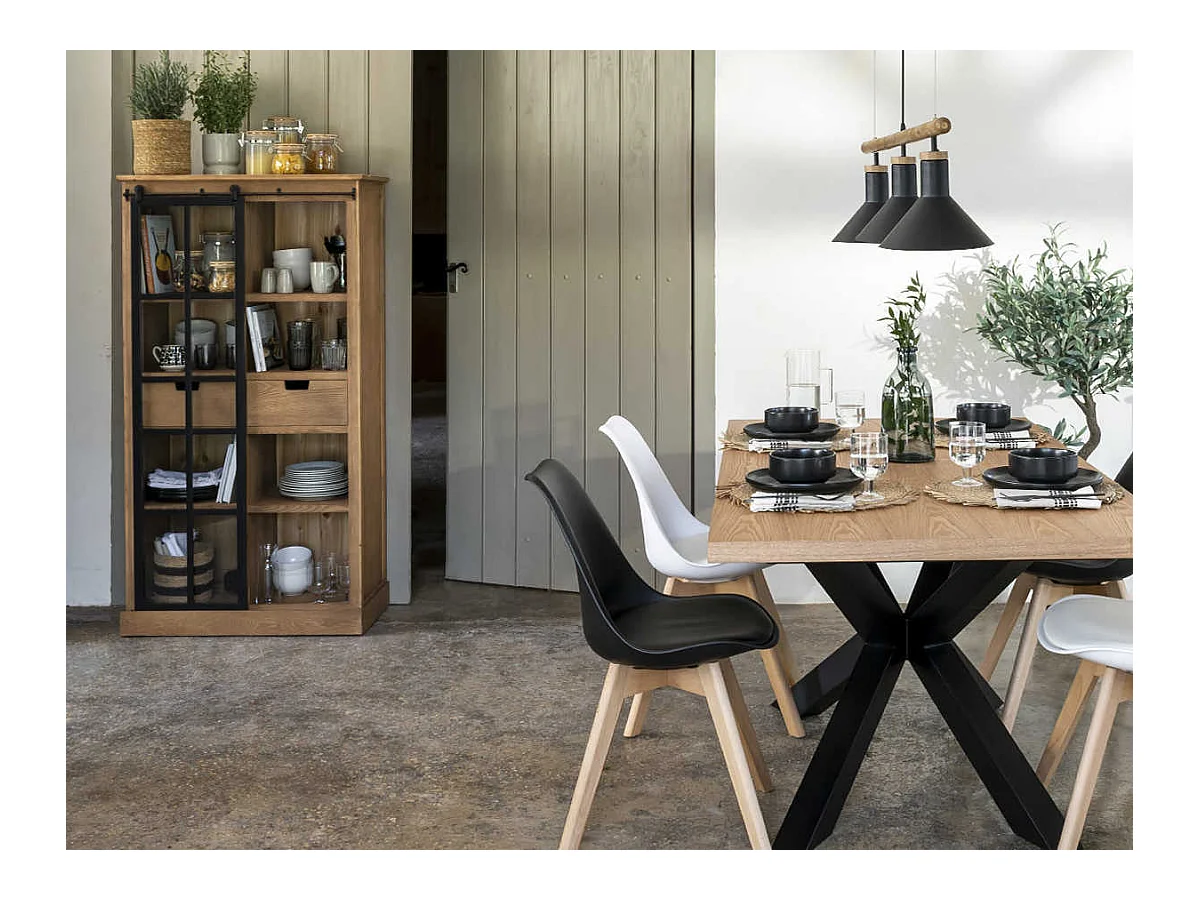 Vitrine 2 Tiroirs Design "Danik" 150cm Marron