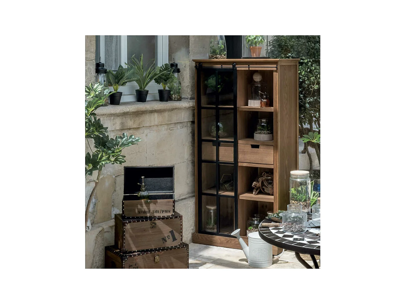 Vitrine 2 Tiroirs Design "Danik" 150cm Marron