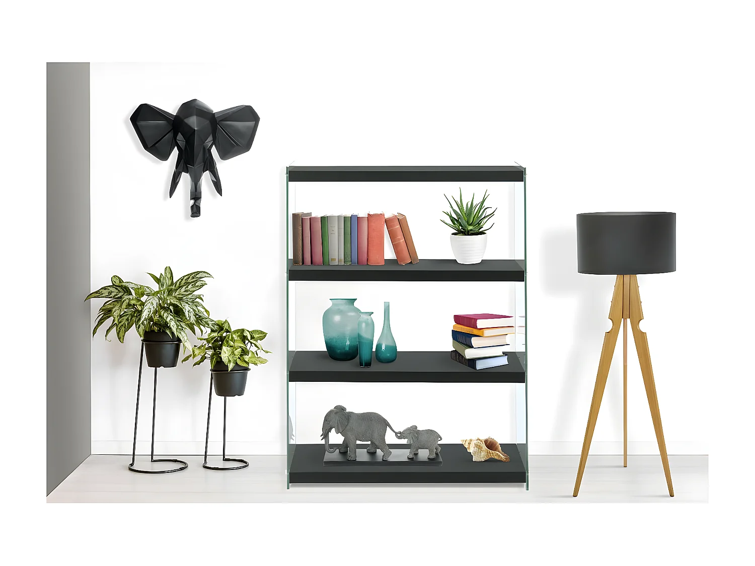 Étagère 4 Niveaux "Elementary" 113cm Noir