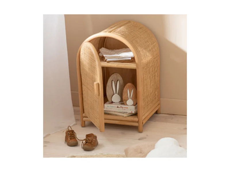 Étagère 1 Porte en Rotin "Ellen" 60cm Naturel