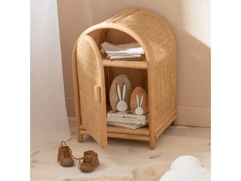 Étagère 1 Porte en Rotin "Ellen" 60cm Naturel