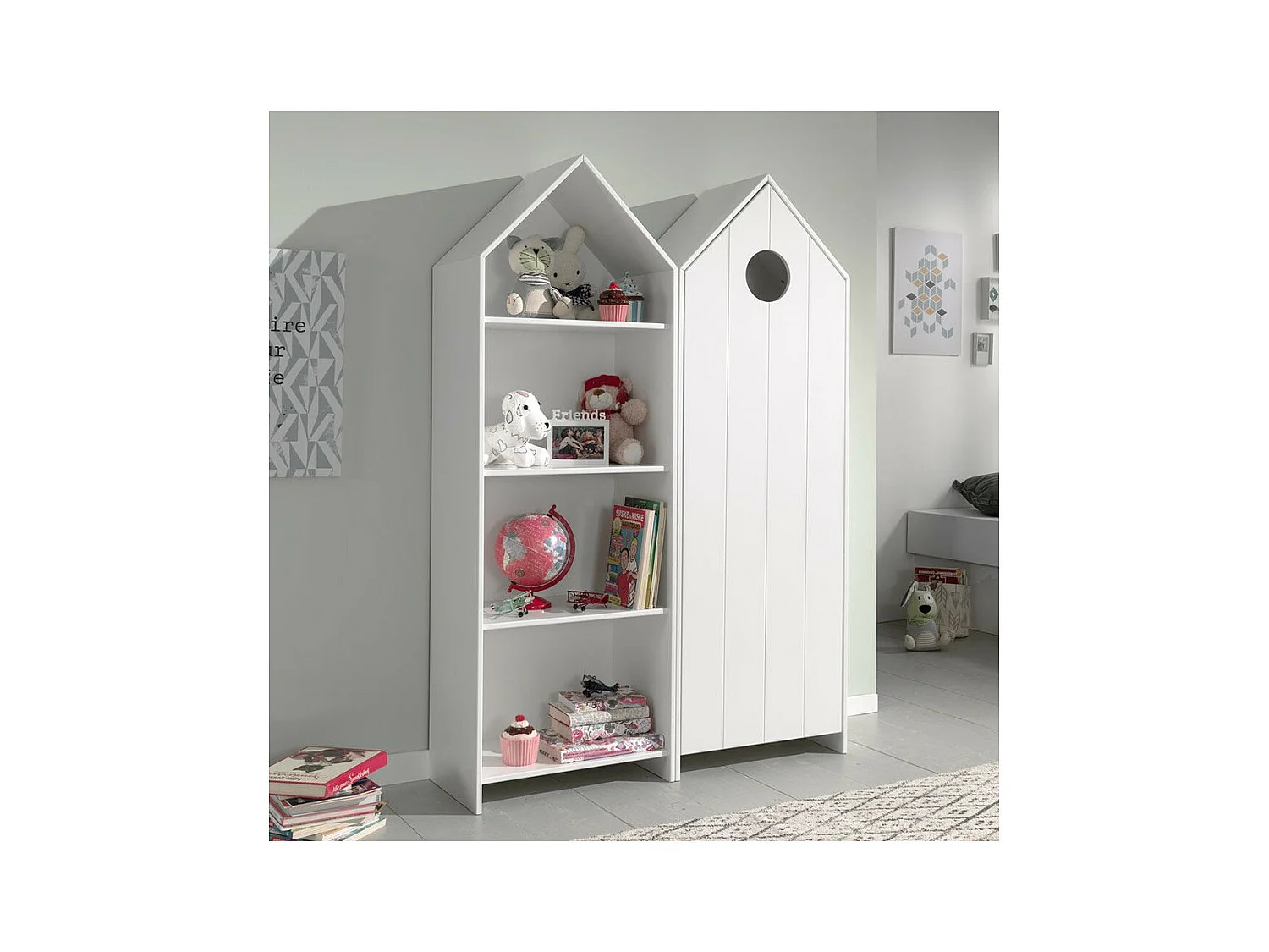Pack - Étagère & Armoire 4 Niveaux "Casami" 171cm Blanc