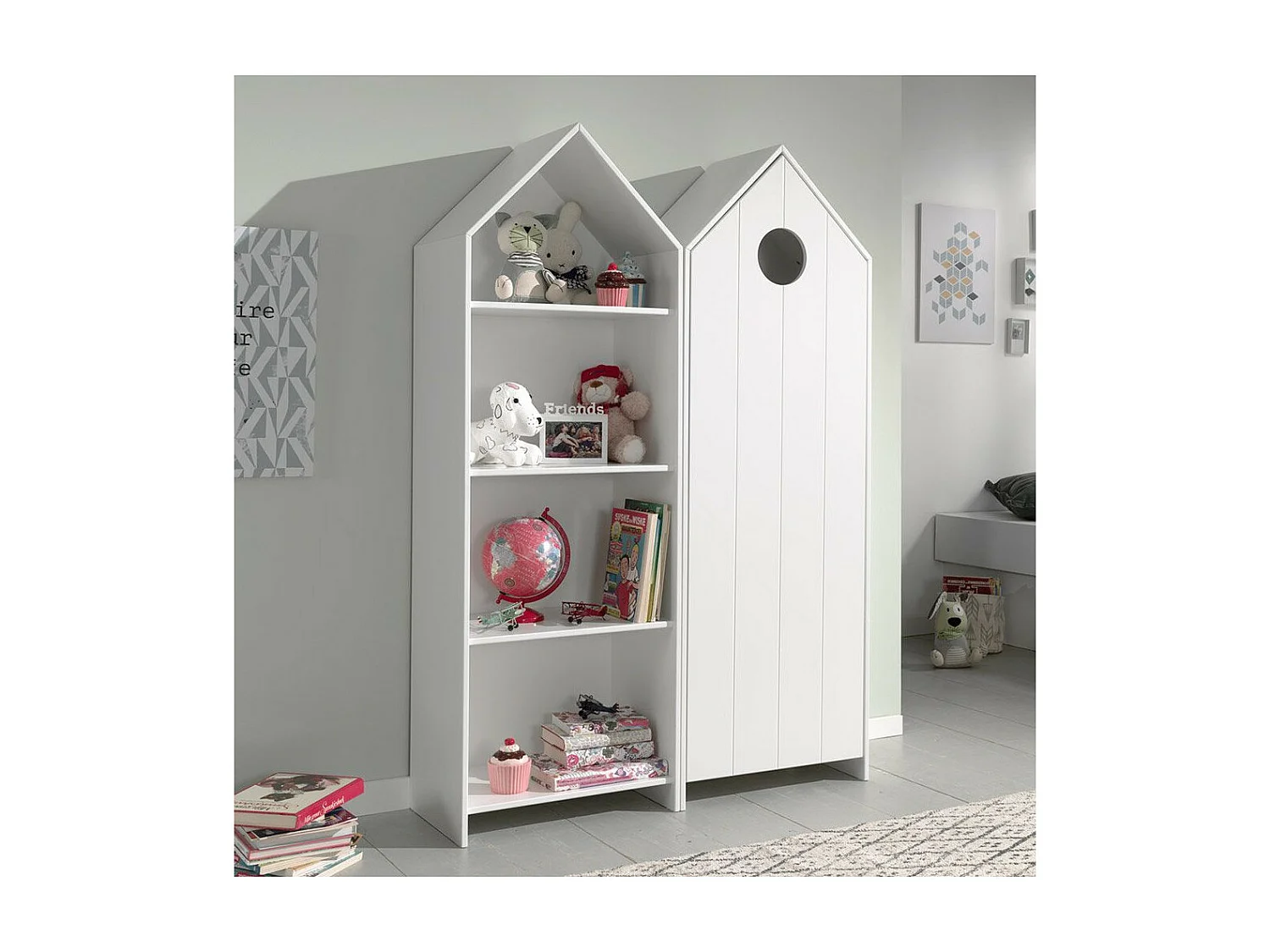 Pack - Étagère & Armoire 4 Niveaux "Casami" 171cm Blanc