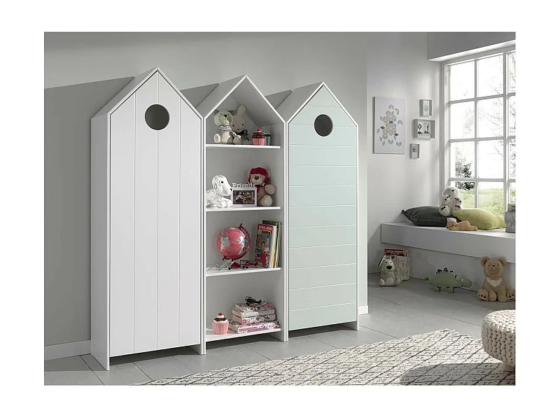 Pack - Étagère Enfant & 2 Armoires "Casami" Blanc & Menthe