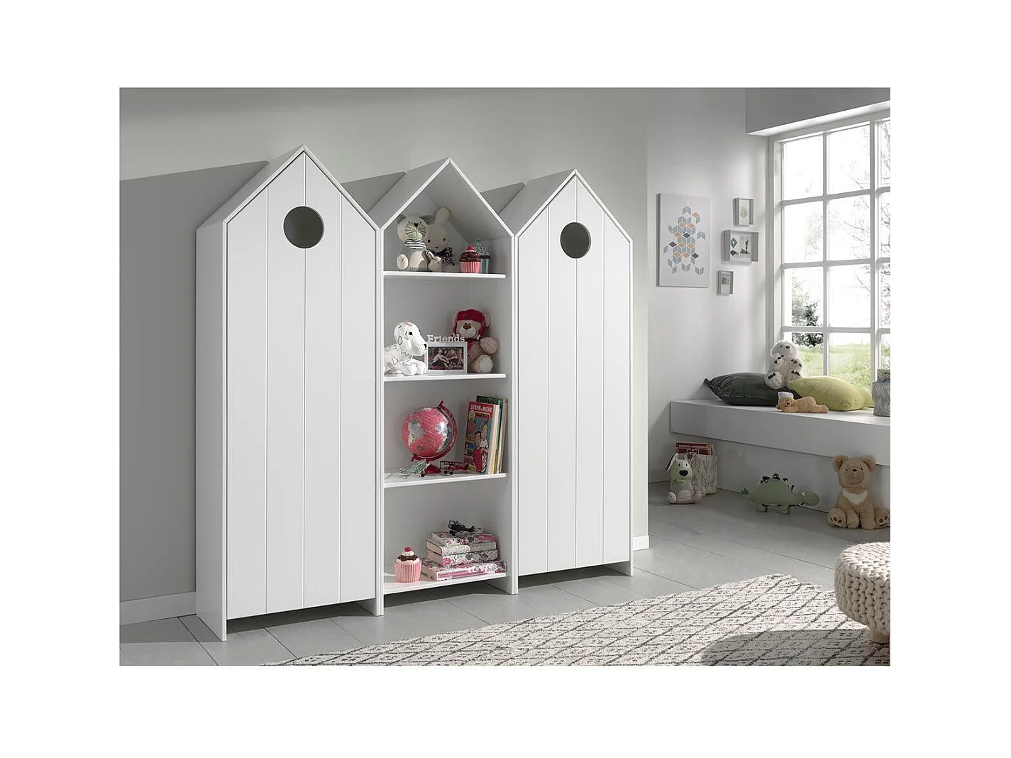 Pack - Étagère Enfant & 2 Armoires "Casami" Blanc